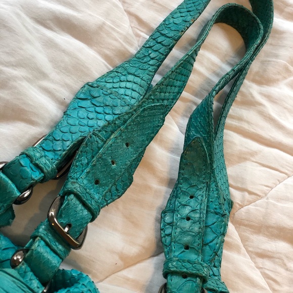 Genuine Python Purse - Good Condition - Turquoise - Picture 3 of 8